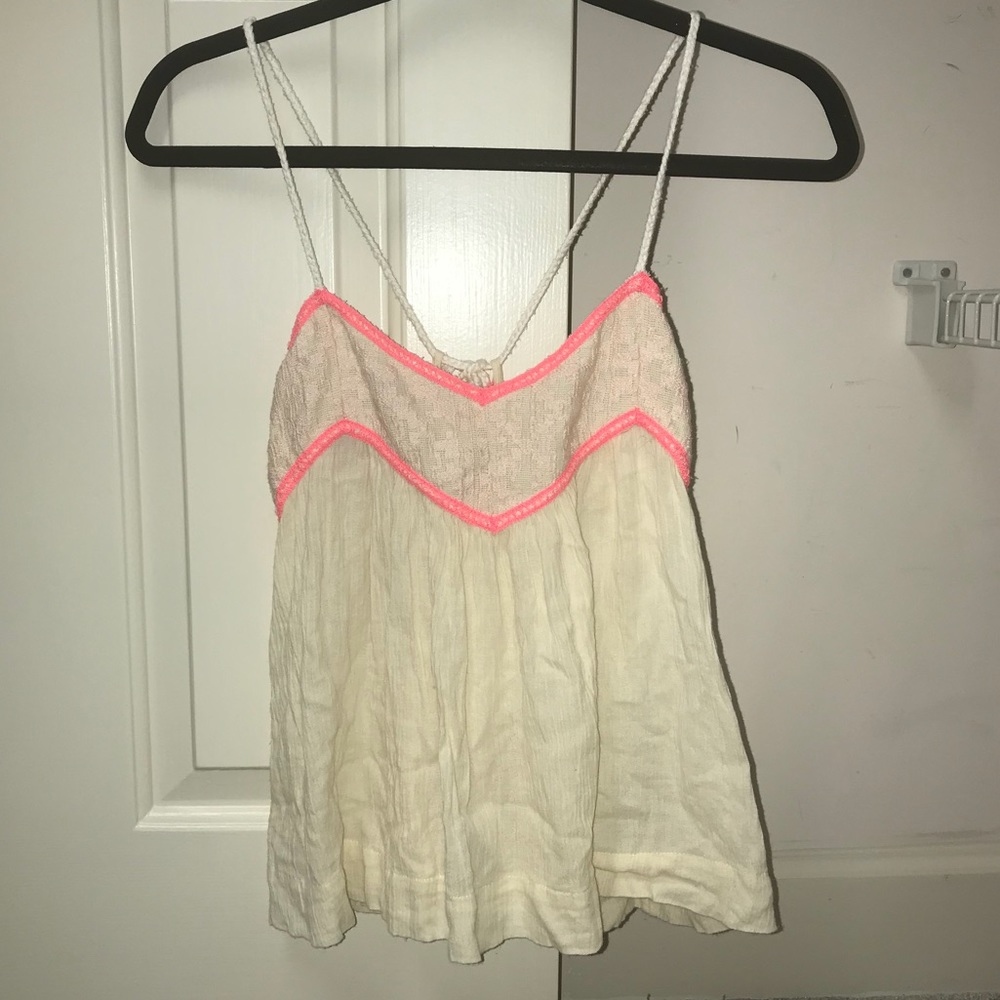 american eagle stitched linen tank top